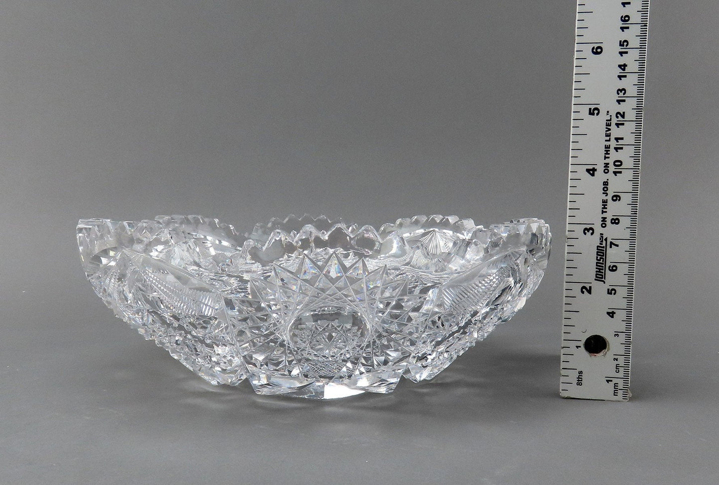 Ornate American Brilliant Period Cut Glass 9" Bowl