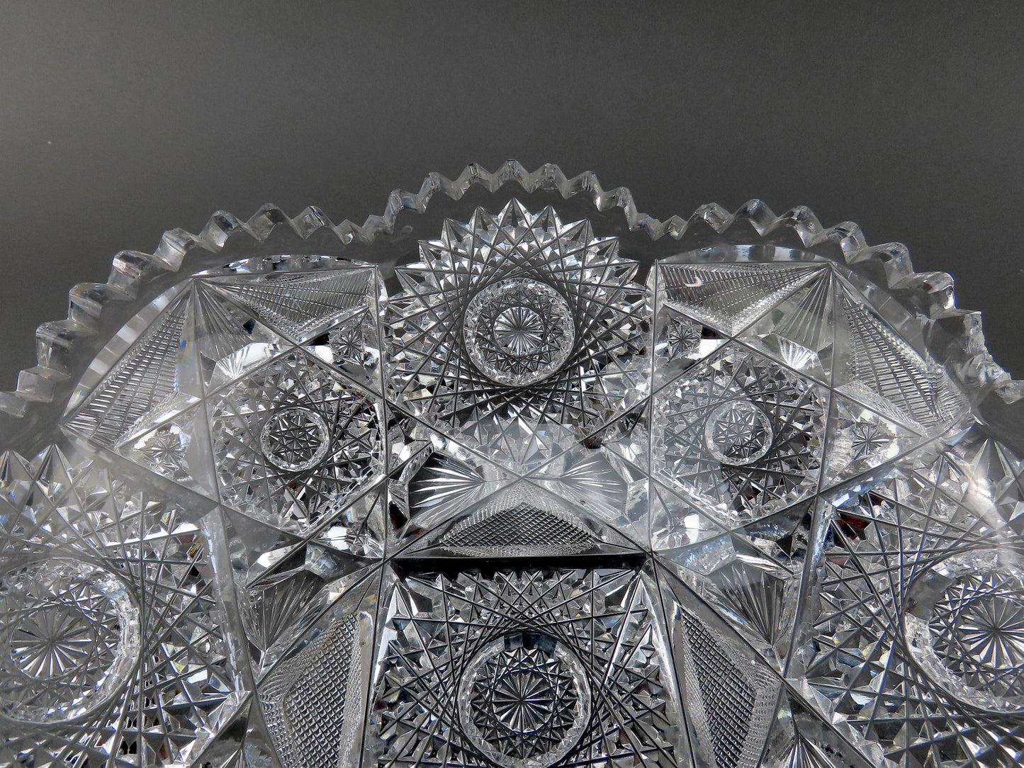 Ornate American Brilliant Period Cut Glass 9" Bowl