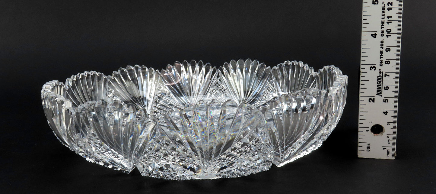 Fabulous ABP American Brilliant Period Wide Cut Glass Bowl 10" Diameter