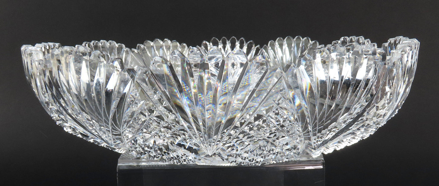 Fabulous ABP American Brilliant Period Wide Cut Glass Bowl 10" Diameter