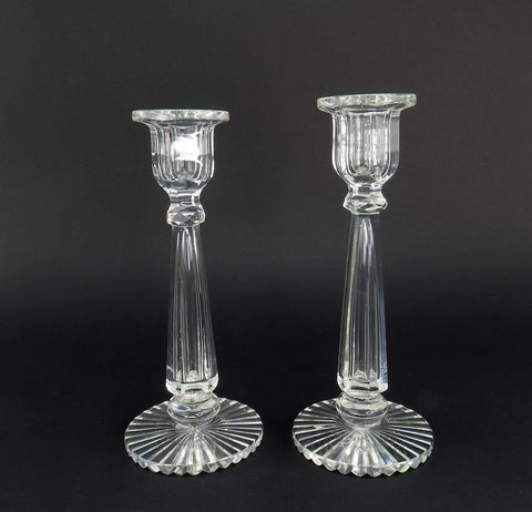 Beautiful Pair VTG Cut Glass Crystal Table Candlesticks