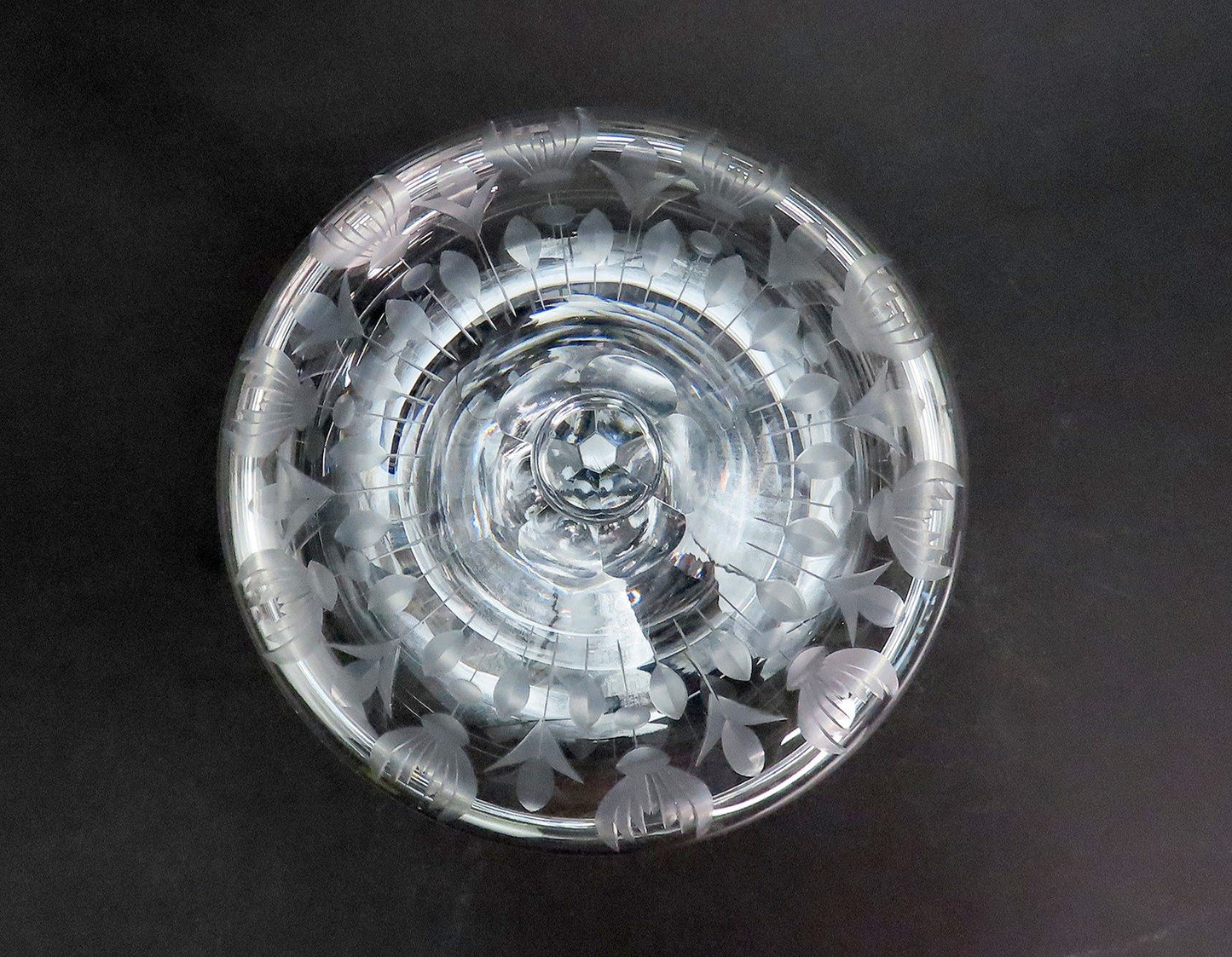 Fab Signed Sinclaire ABP Cut Glass Etched Floral Covered Compote Pedestal Bowl