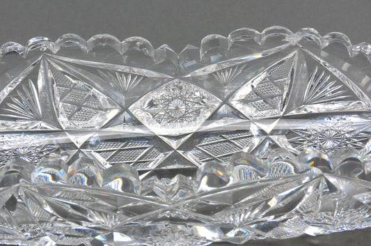 Fabulous Libbey Modern American Brilliant ABP Cut Glass Oval Dish 12" Long