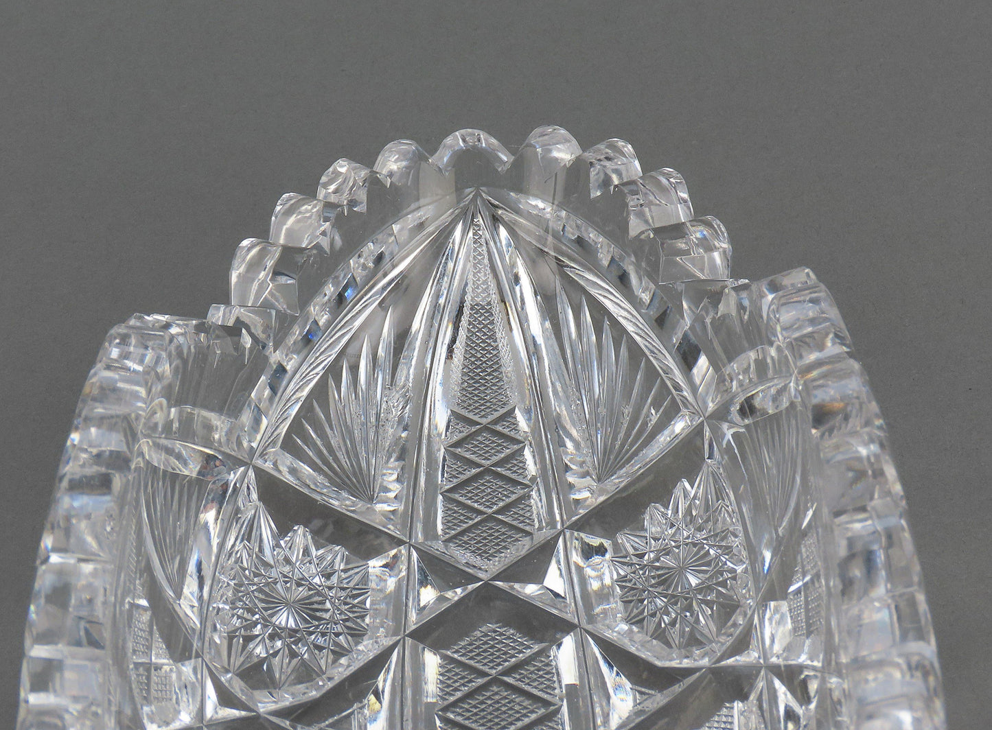 Fabulous Libbey Modern American Brilliant ABP Cut Glass Oval Dish 12" Long