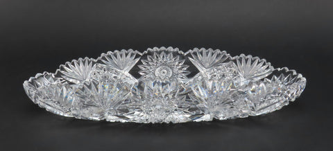 Beautiful American Brilliant ABP Cut Glass Oval Dish 12 1/2 Inches Long