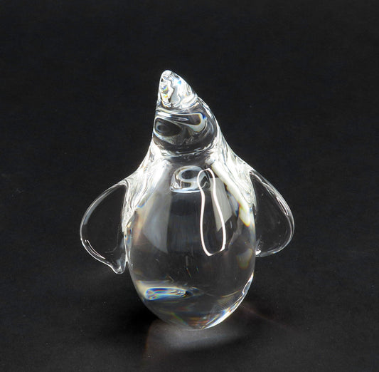 Cute VTG 3.5" Signed Steuben Art Glass Penguin Standing Paperweight Figurine