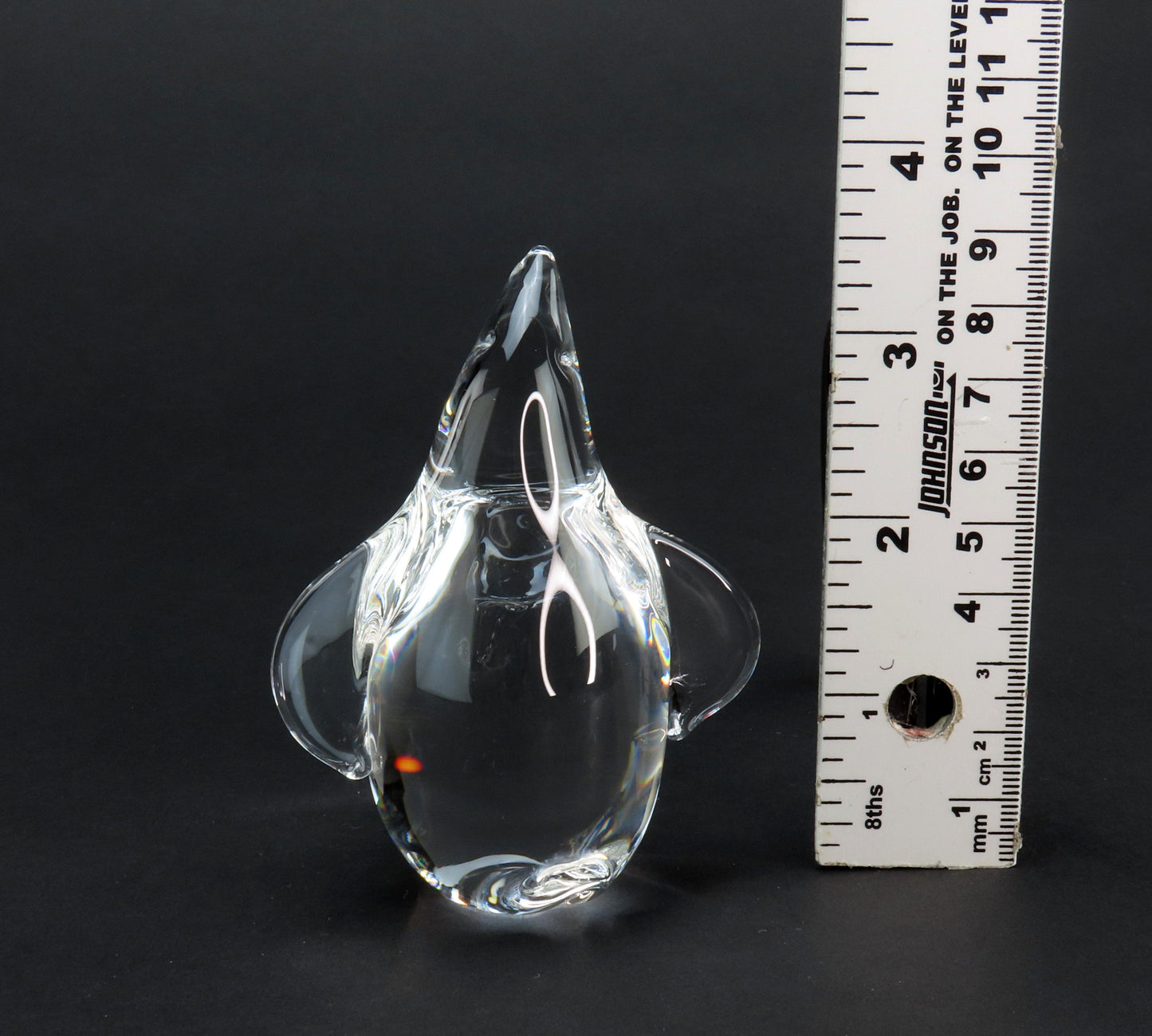Cute VTG 3.5" Signed Steuben Art Glass Penguin Standing Paperweight Figurine
