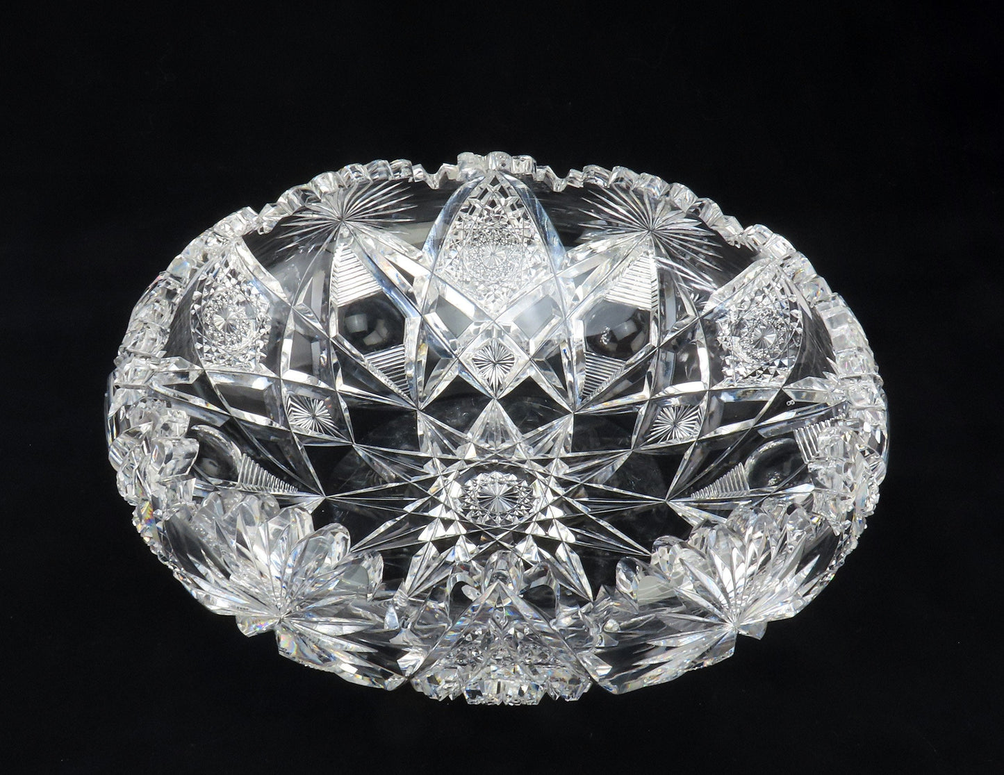 Superb ABP Cut Glass Signed Hawkes Fruit Centerpiece Bowl 9"