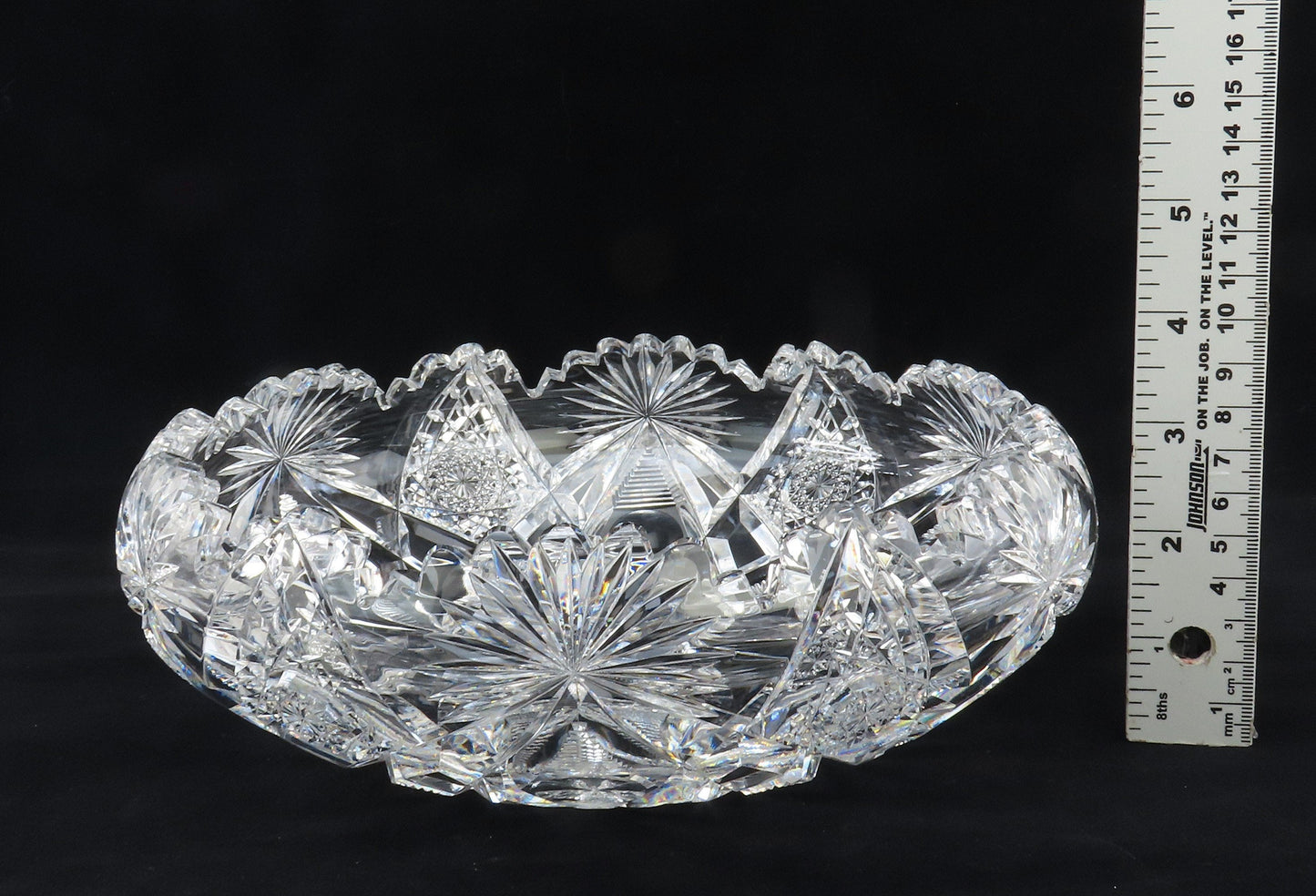 Superb ABP Cut Glass Signed Hawkes Fruit Centerpiece Bowl 9"