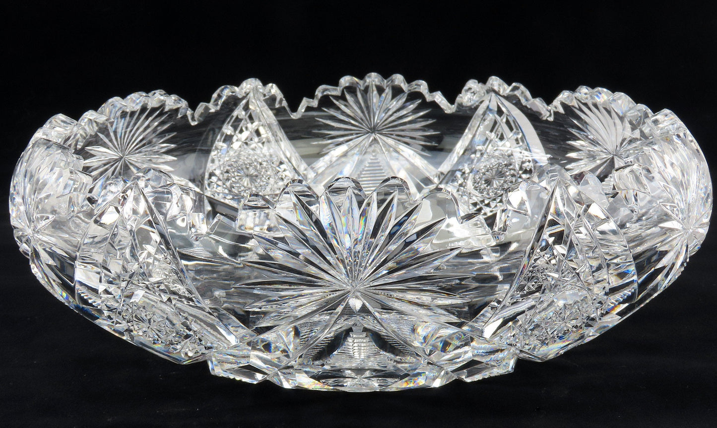 Superb ABP Cut Glass Signed Hawkes Fruit Centerpiece Bowl 9"