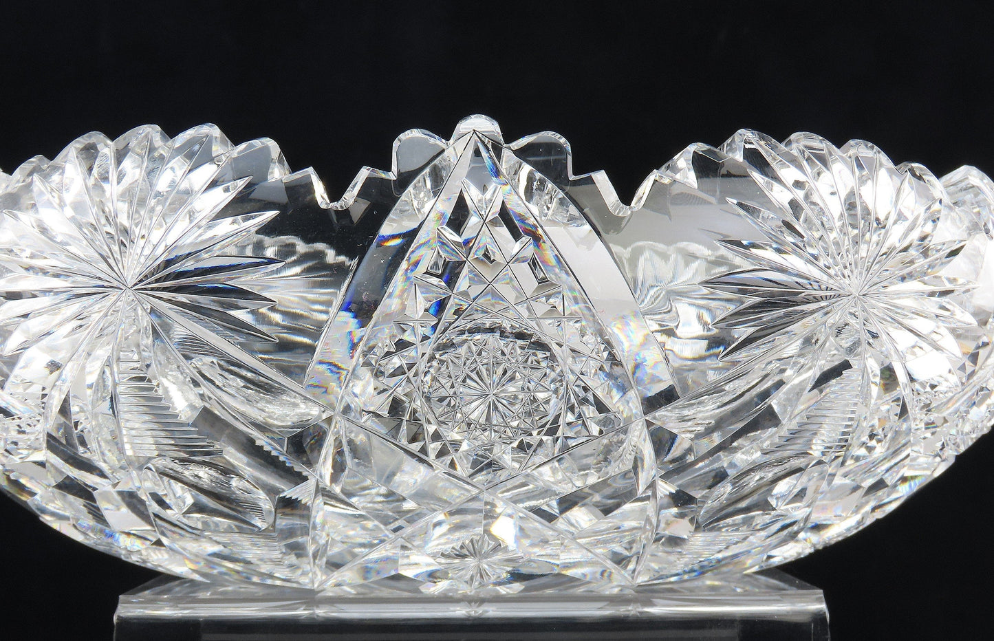 Superb ABP Cut Glass Signed Hawkes Fruit Centerpiece Bowl 9"