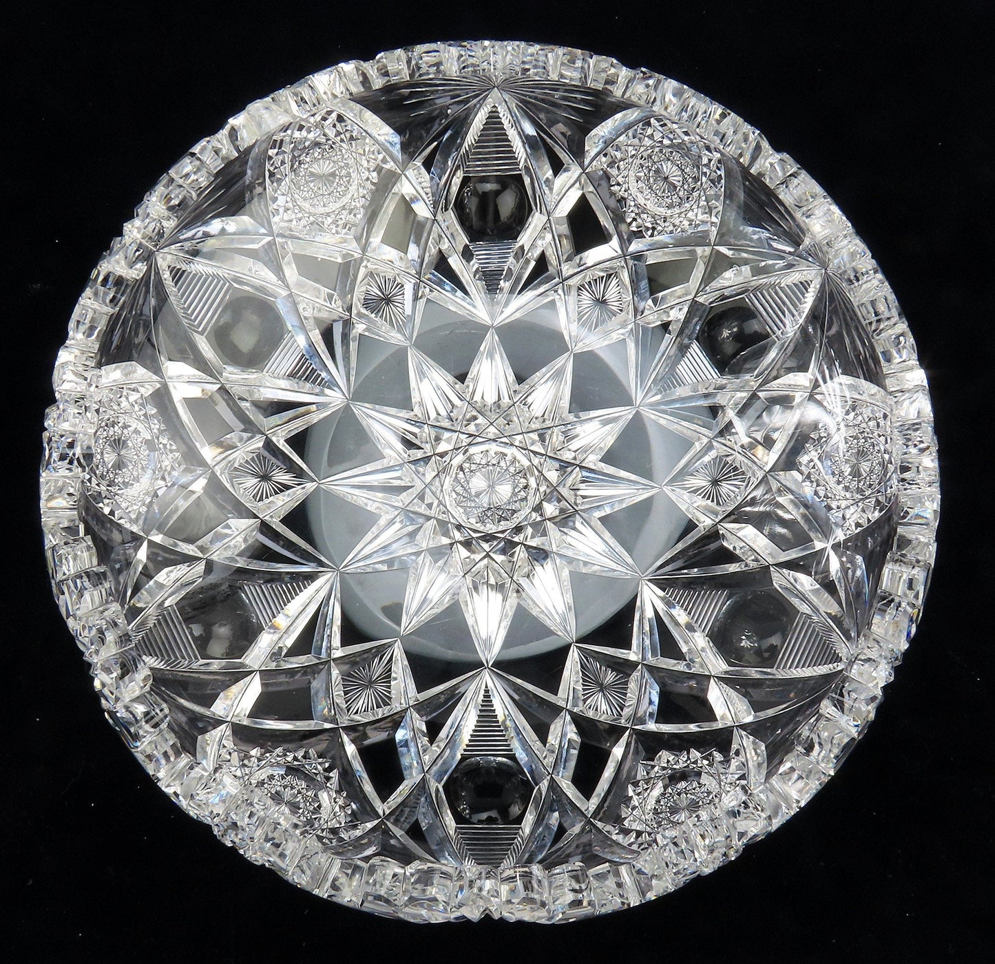 Superb ABP Cut Glass Signed Hawkes Fruit Centerpiece Bowl 9"