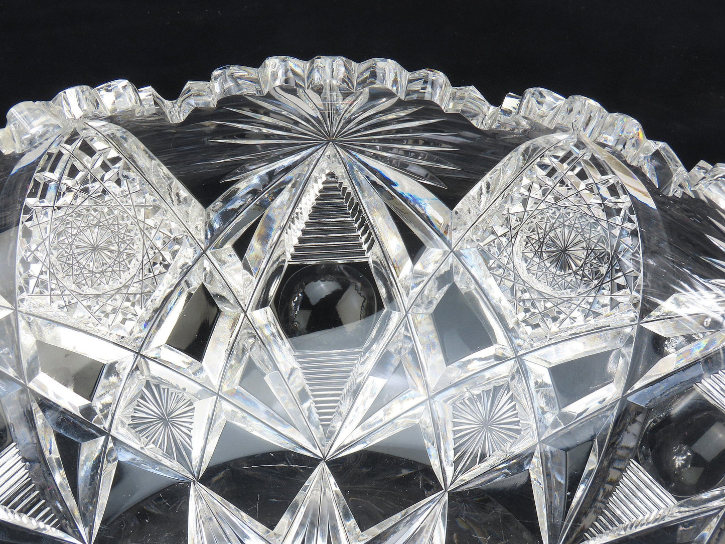 Superb ABP Cut Glass Signed Hawkes Fruit Centerpiece Bowl 9"