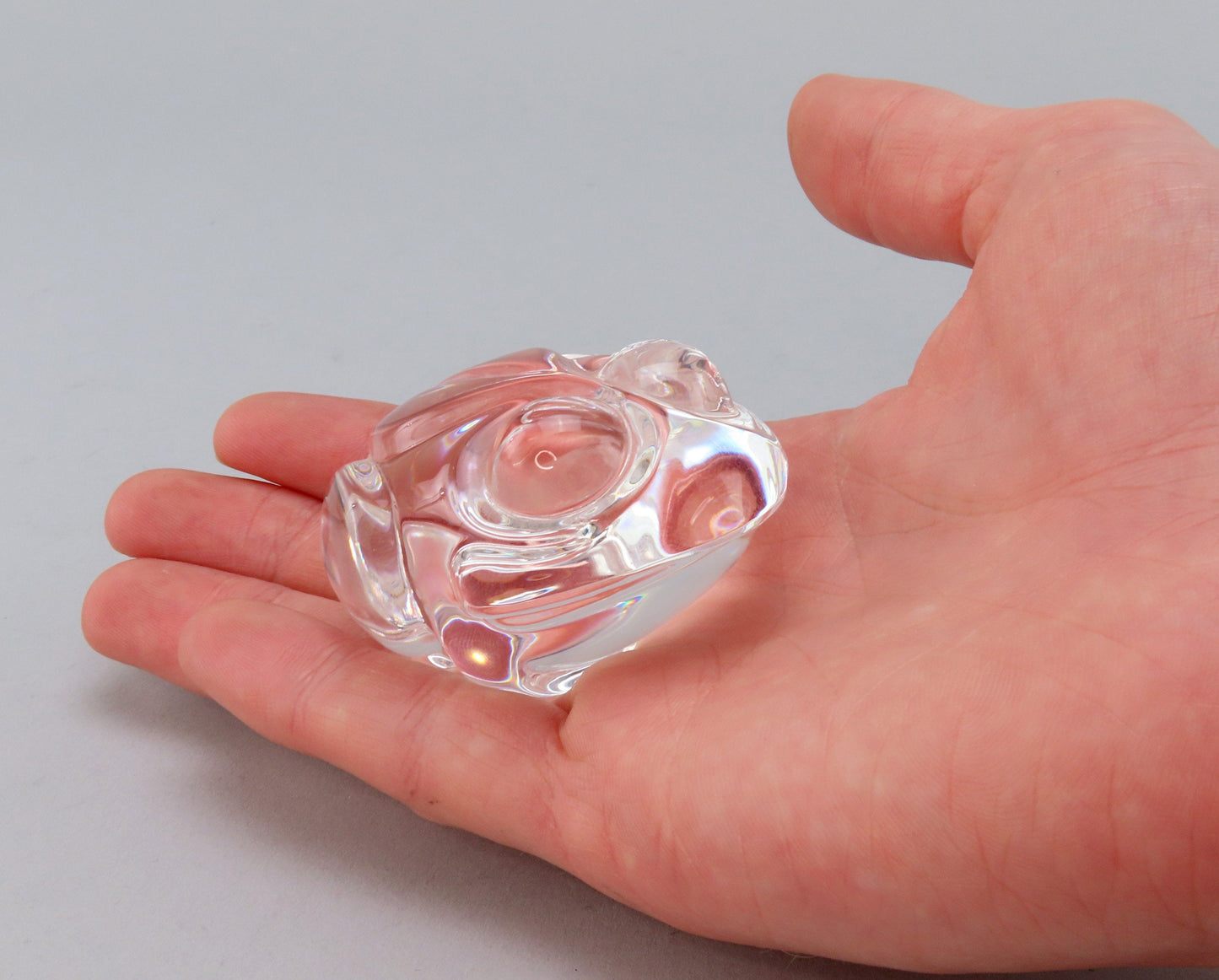 Signed VTG Steuben Glass Frog Figurine Paperweight Hand Cooler #5510 Atkins