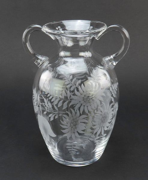 Beautiful Libbey Large American Brilliant Cut Glass ABP Floral Vase 8 3/4 in