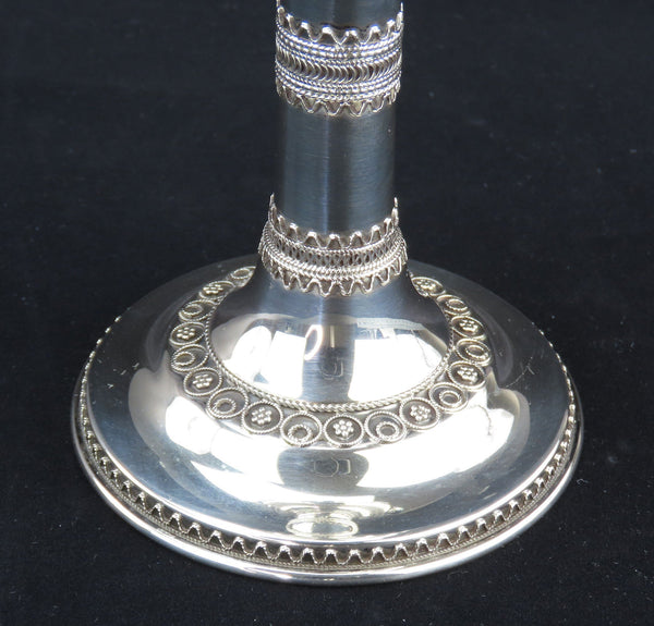 Large Modern Zadok Israeli Sterling Silver Kiddush Cup Eilat Stones 71/8" Tall