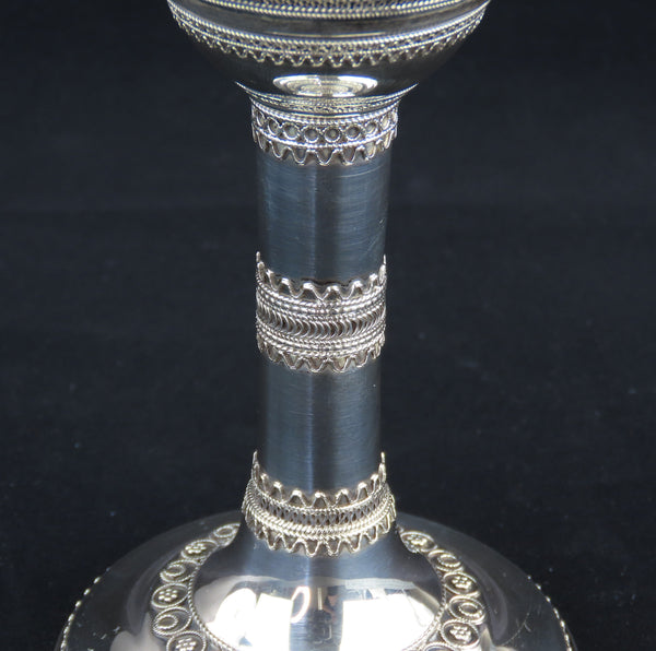 Large Modern Zadok Israeli Sterling Silver Kiddush Cup Eilat Stones 71/8" Tall