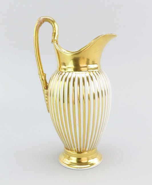 Fabulous c1820s French or Russian Gilt Stripe Creamer Milk Pitcher 8 1/4” Tall