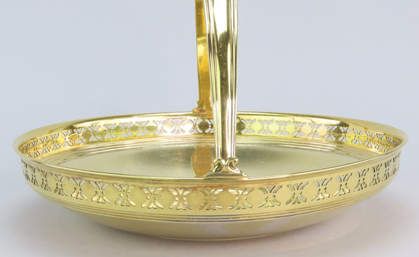 Superb Tiffany Co Gilt Sterling Silver Gold Vermeil Pierced Rim Basket Bowl