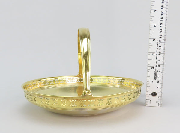 Superb Tiffany Co Gilt Sterling Silver Gold Vermeil Pierced Rim Basket Bowl