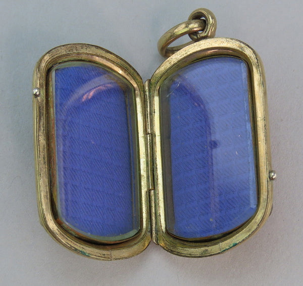 Gorgeous c1870s American Victorian 10k Gold Black Enamel Memorial Locket Pendant