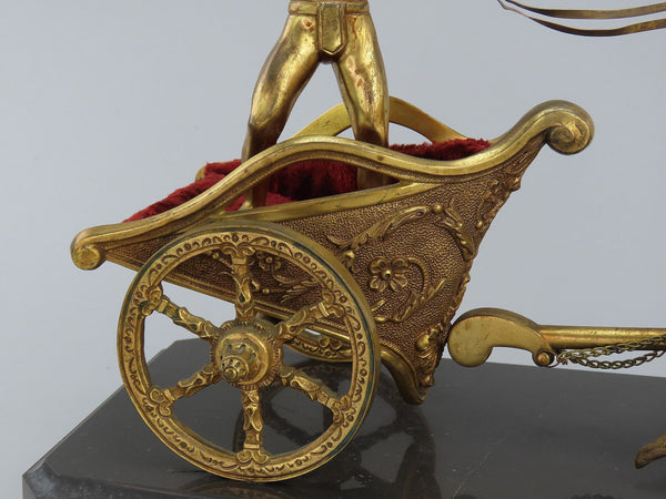 Exquisite Gilt Bronze Roman Charioteer Chariot Barbeitos Lisboa Portuguese