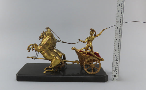 Exquisite Gilt Bronze Roman Charioteer Chariot Barbeitos Lisboa Portuguese