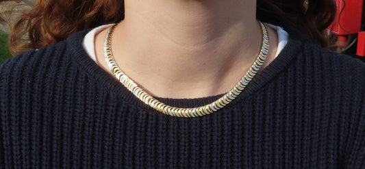 Fabulous Vintage Italian 14k Gold Necklace Chiampesan Tri-Tone Chain
