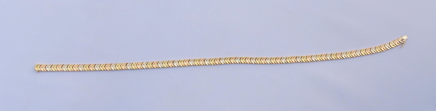 Fabulous Vintage Italian 14k Gold Necklace Chiampesan Tri-Tone Chain