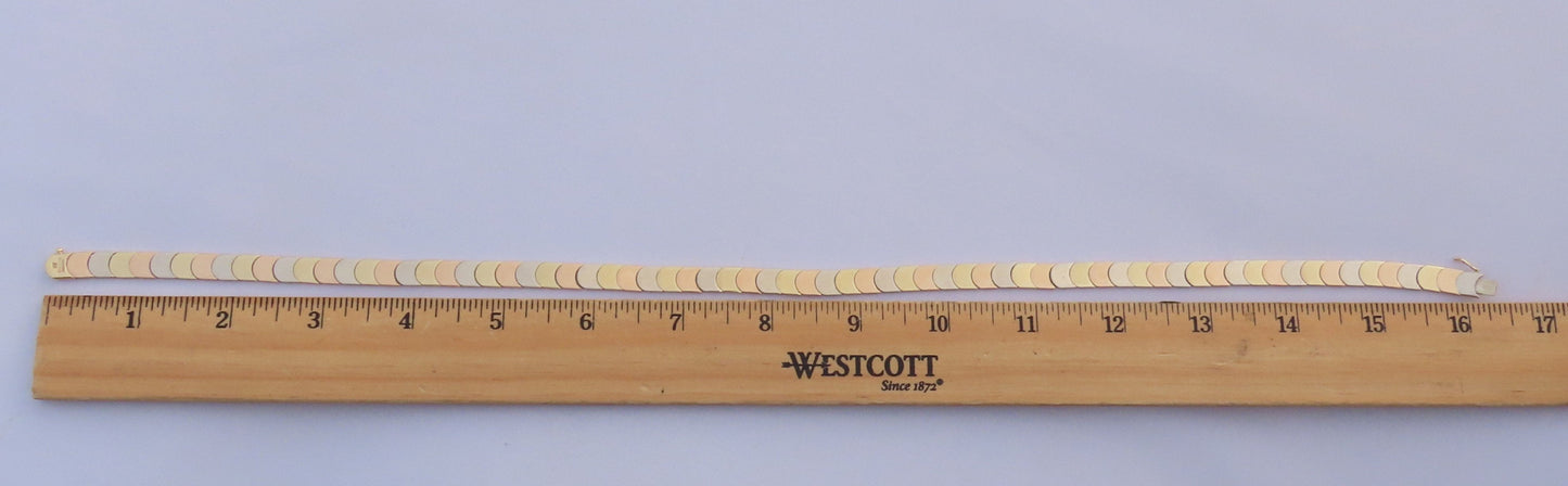 Fabulous Vintage Italian 14k Gold Necklace Chiampesan Tri-Tone Chain