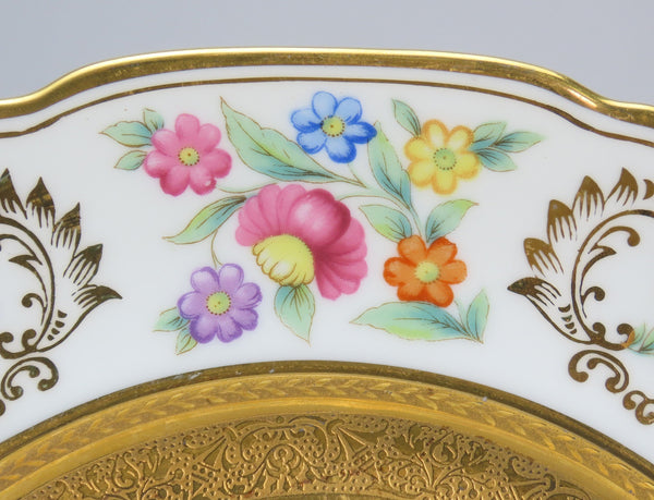 Superb Set 12 c1920s NSP Japan Floral Flowers Gold Gilt Dinner Plates 10 5/8”
