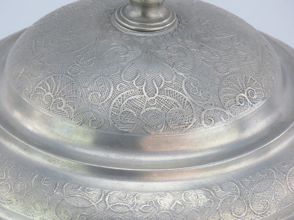 Great French Form Pewter Two Handle Ecuelle Bowl Fancy Decor 18th/19th Century