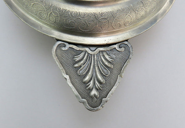 Great French Form Pewter Two Handle Ecuelle Bowl Fancy Decor 18th/19th Century