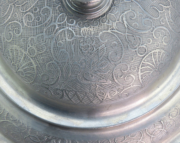 Great French Form Pewter Two Handle Ecuelle Bowl Fancy Decor 18th/19th Century