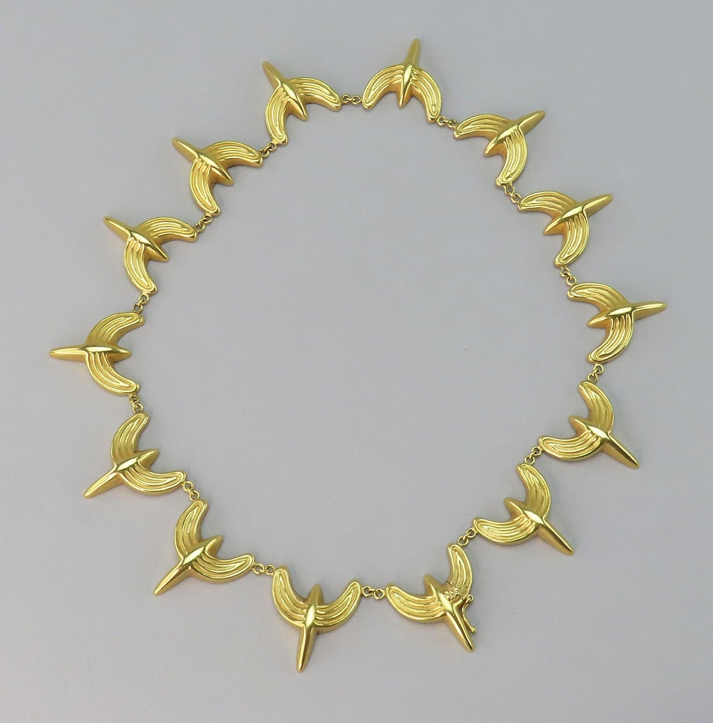 Rare Signed LaLaounis 22k Yellow Gold Hellenic Minoan Textured Link Necklace