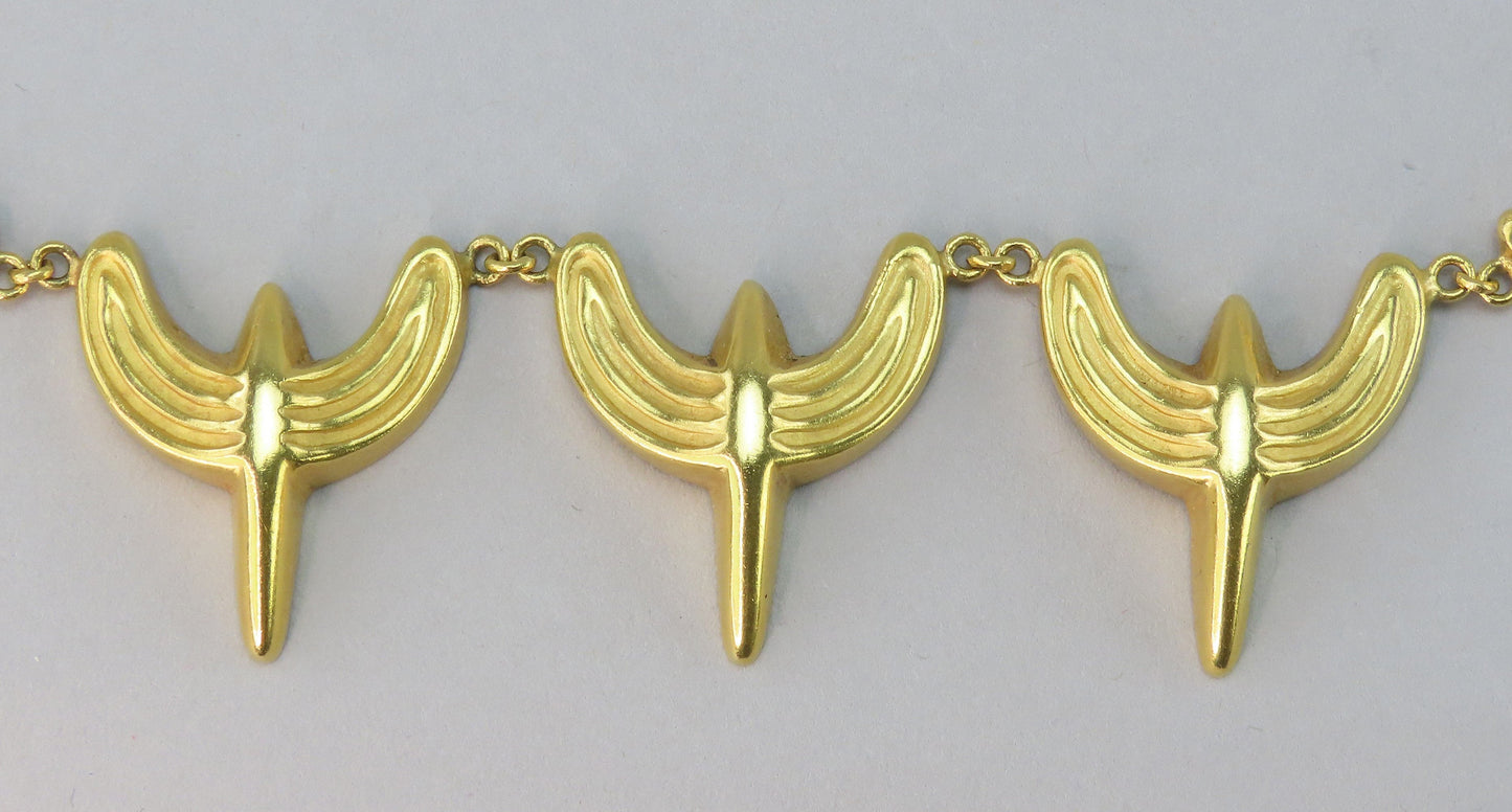 Rare Signed LaLaounis 22k Yellow Gold Hellenic Minoan Textured Link Necklace