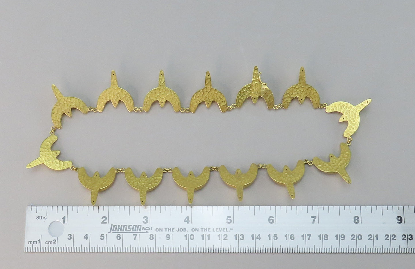 Rare Signed LaLaounis 22k Yellow Gold Hellenic Minoan Textured Link Necklace