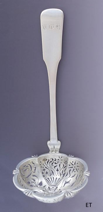 Antique 1850's 800S Silver Fiddle Pierced Berry Ladle Sugar Sifter Germany