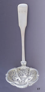 Antique 1850's 800S Silver Fiddle Pierced Berry Ladle Sugar Sifter Germany
