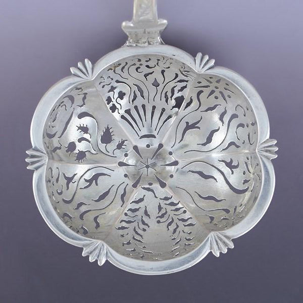 Antique 1850's 800S Silver Fiddle Pierced Berry Ladle Sugar Sifter Germany