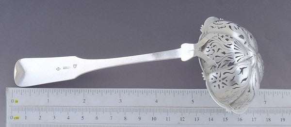 Antique 1850's 800S Silver Fiddle Pierced Berry Ladle Sugar Sifter Germany