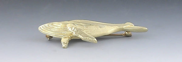 Stunning 14k Yellow Gold Humpback or Blue Whale Brooch Pin Pendant