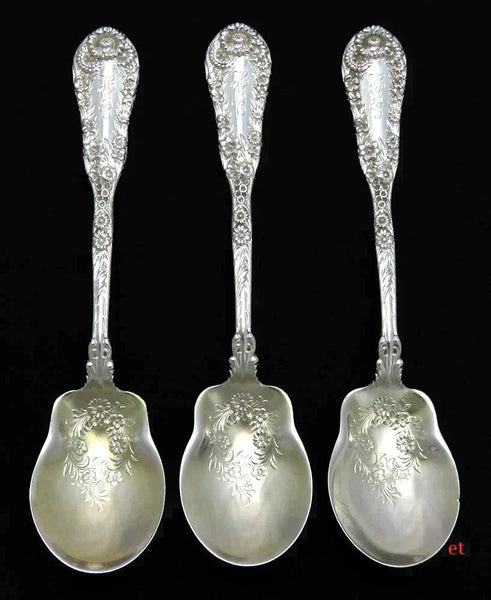 Gorgeous Set of 3 Sterling Silver Dominck & Haff No. 10 Pattern Dessert Spoons