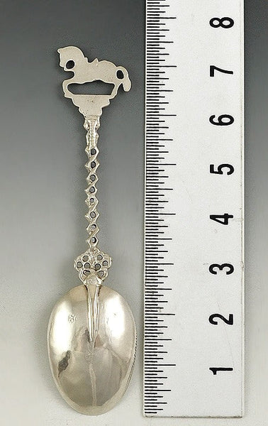 c1890 Antique Dutch/German Figural Twist Carousel Horse Spoon 7 1/2"