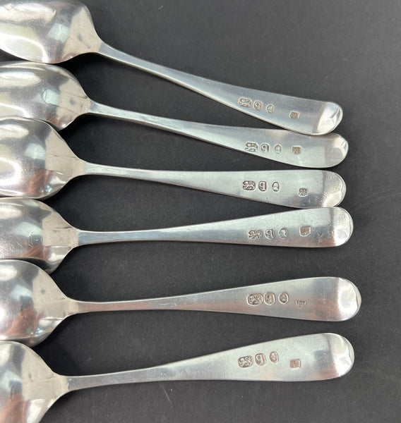 1791 Excellent Set 6 English Georgian Sterling Silver Demitasse / Coffee Spoons