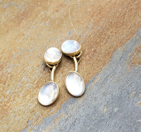 Luminous Pair 14k Yellow Gold & Moonstone Cufflinks