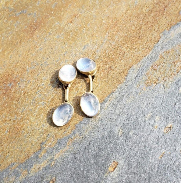 Luminous Pair 14k Yellow Gold & Moonstone Cufflinks