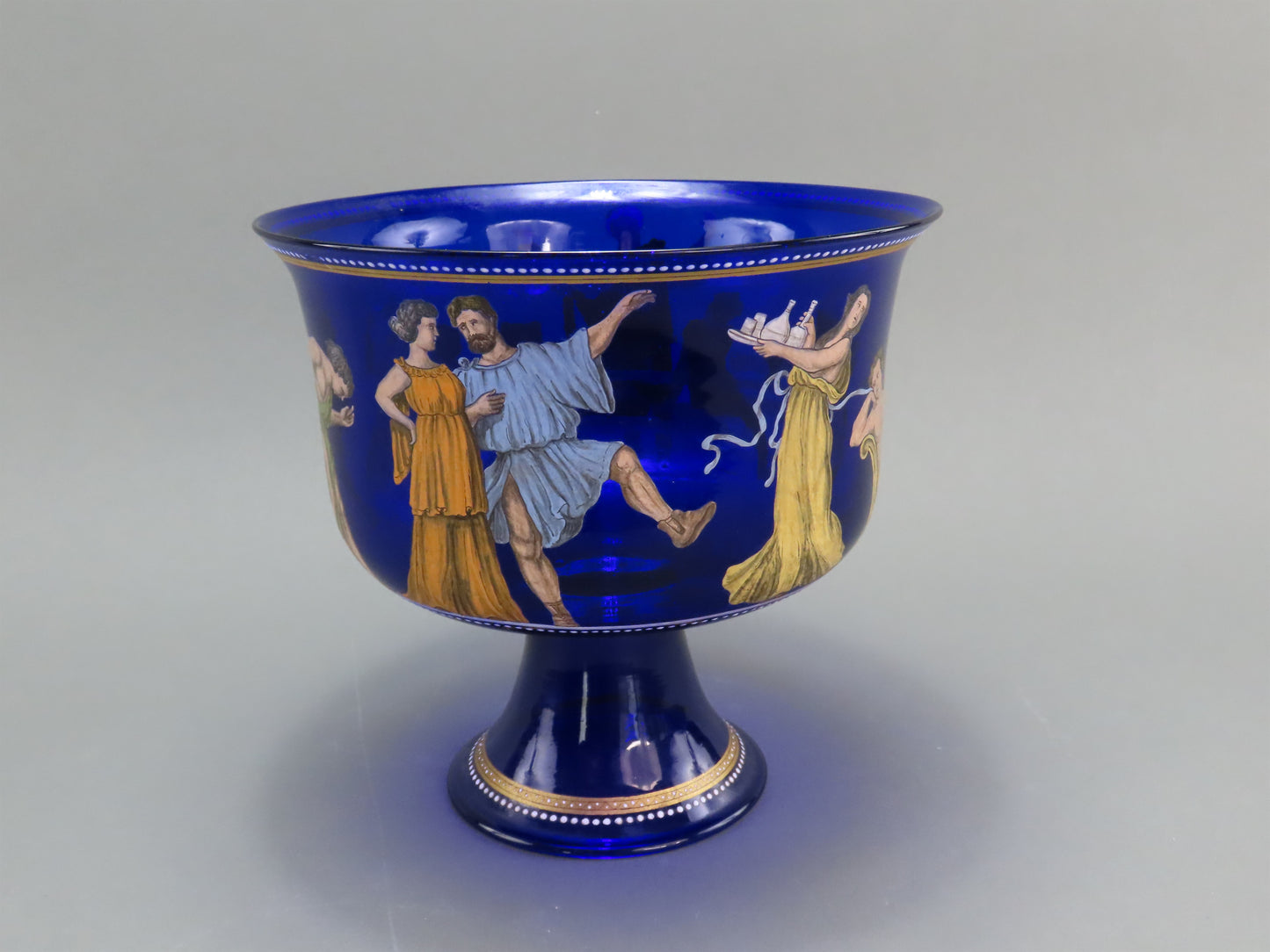 Rare Early 1900s Venetian Cobalt Blue Glass Coppa Barovier Wedding Cup Chalice