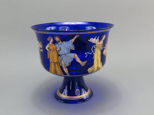 Rare Early 1900s Venetian Cobalt Blue Glass Coppa Barovier Wedding Cup Chalice