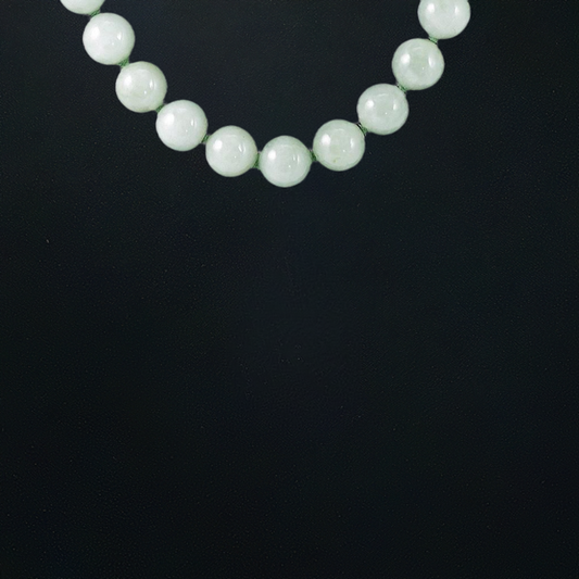 Fabulous Beaded Jade Necklace Natural Light Green Jadeite Chinese Beads
